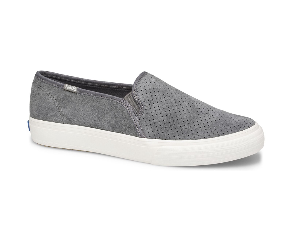 Slip Ons Keds Mujer Gris - Double Decker Perf Suede - 912-IBNDZQ